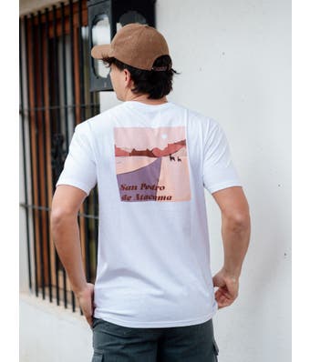 Polera Kivul Postales Reciclada Hombre Blanca